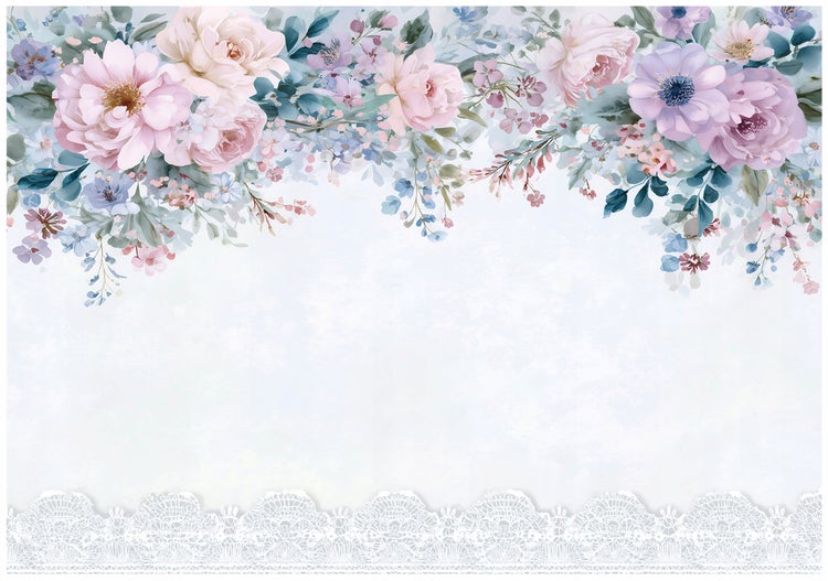 Dekorative Blumentapete mit floralem Muster und Spitzenelementen