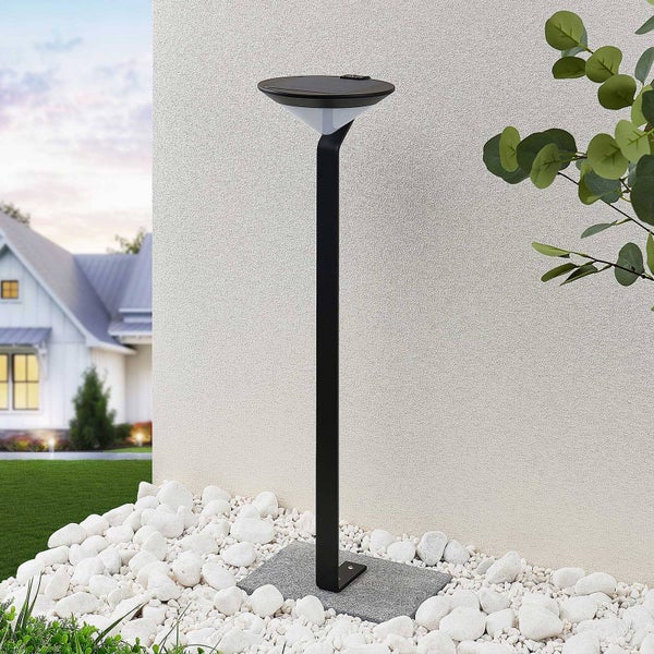 Lindby LED Solarleuchten Clamor mit Bewegungsmelder (spritzwassergeschützt (Modern) in Schwarz aus Aluminium (1 flammig, ) - Solarlampe Solarleuchte Garten