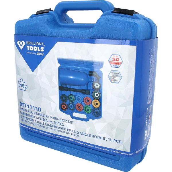 BRILLIANT TOOLS MASTER Öl-Einfülltrichter-Satz mit drehbarem Winkelarm 15tlg. - BT711110