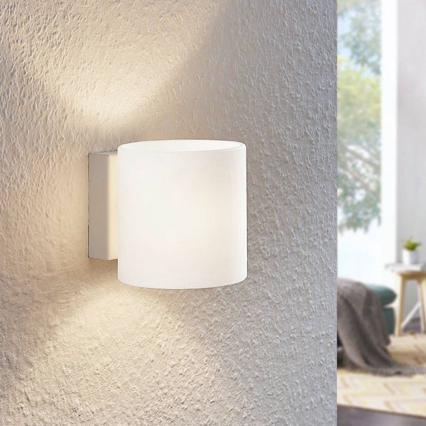 Lindby Wandleuchte, Wandlampe Innen Nanda (Modern) in Weiß aus Glas (1 flammig G9) - Wandstrahler Wandbeleuchtung Schlafzimmer / Wohnzimmer Wohnzimmerleuchte