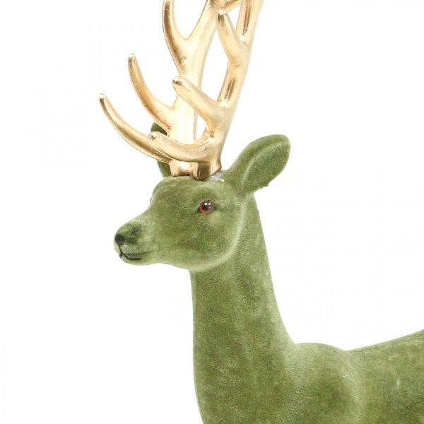 Dekorativer grüner Hirsch mit goldenem Geweih