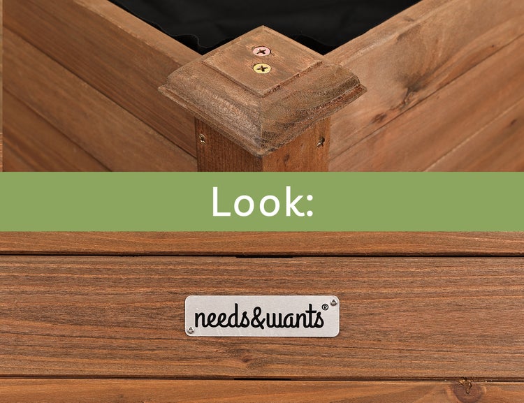 needs&wants® Hochbeet aus Holz für Garten Balkon Terrasse, Pflanzkasten Bausatz rechteckig schmal mit Vlies-Folie, Kräuterbeet Pflanzenkasten deko, 100 x 50 x 75 cm, dunkel-braun