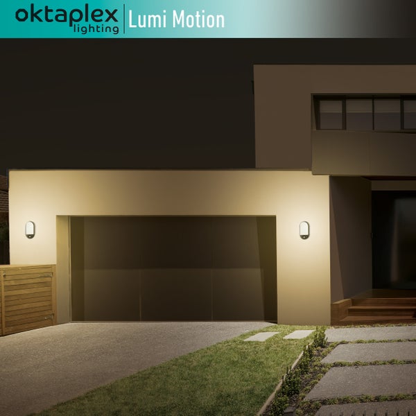 LED Aussenlampe Oval 3000K mit Bewegungsmelder IP54 10W 800Lm anthrazit elegante Aussenleuchte für Garten und Terrasse Ovallampe