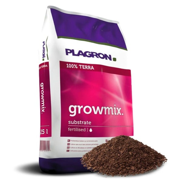 Plagron Growmix Substrat, 25 Liter, 100 Prozent Terra, vorgedüngte Blumenerde.