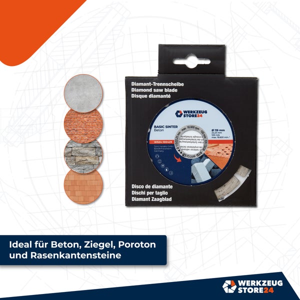 WS24 Diamanttrennscheibe Basic Sinter Beton 115 mm - WS24-100429