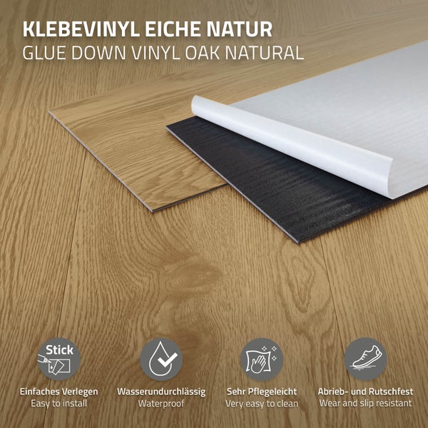 ML-Design Deluxe PVC Bodenbelag, Selbstklebende Vinyl-Dielen, Vinylboden, 91,5 cm x 15,3 cm x 2 mm, Dicke 2 mm, 2,23m²/16 Dielen, Natur Eiche, Holzoptik, rutschfest, wasserfest, Einfache Verlegung