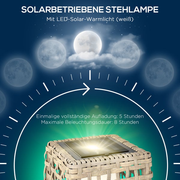 Solar-Stehleuchte in Rattan-Optik, rechteckig, für den Außenbereich