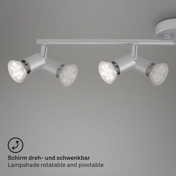 LED Spotleuchte Deckenleuchte 4xGU10 12W schwenkbar Metall Titanfarbig Briloner