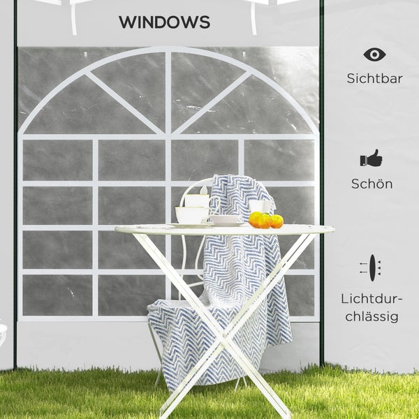 Outsunny 2 Seitenteile Seitenwände für 3 x 3/ 3 x 6 m Pavillon, 295cm x 195cm, Oxford, Weiß