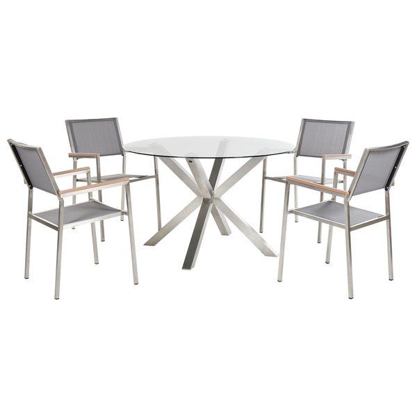 Gartenmöbel Set 4-Sitzer MALETTO/GROSSETO Edelstahl Silber