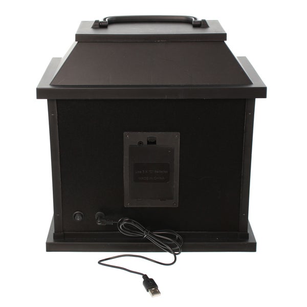 FRANK FLECHTWAREN | LED-Laterne Kamin, KUNSTSTOFF, zu betreiben mit Batterien oder USB-Kabel/Powerbank, 30 x 17 x 29 cm, ohne Batterien, inkl. USB-Kabe