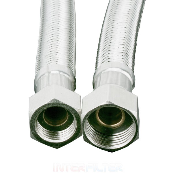 Zwei flexible Metallschläuche mit Anschlüssen von Interfilter