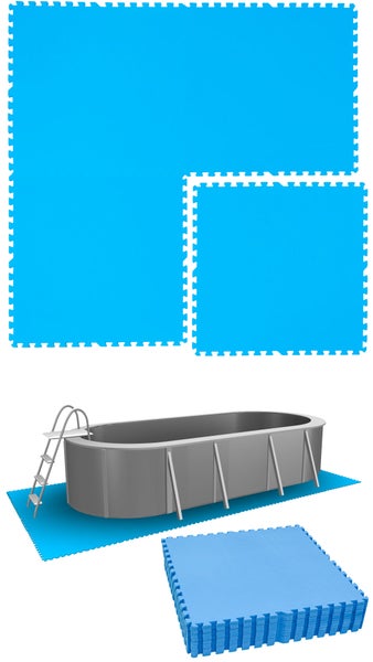eyepower 10,1 m² Poolunterlage - 16 EVA Matten 81x81 - Outdoor Pool Unterlage - Unterlegmatten Set