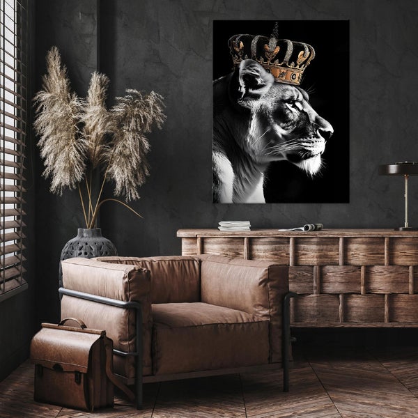 Leinwandbild Abstrakt Motivation Löwe Modern Bilder Wohnzimmer 60X40 cm