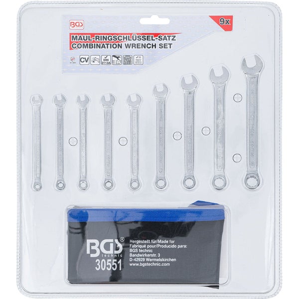 Maulringschlüssel Satz, neun Teile