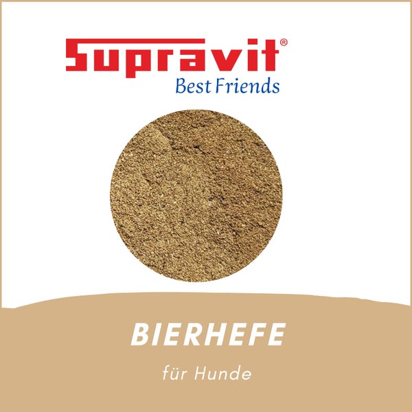 Supravit Logo, Bierhefe für Hunde in Pulverform.