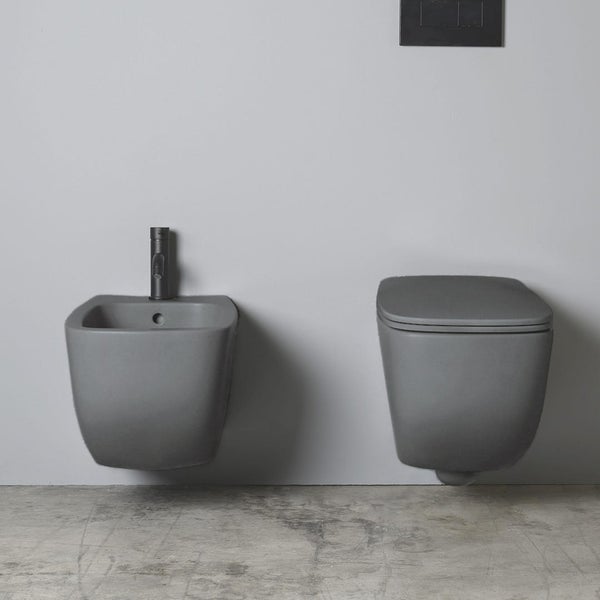 Wandhängendes WC-Set, mattgraue Sanitärkeramik  | Mozart