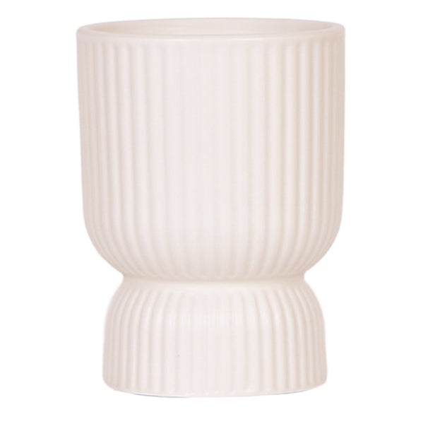 Übertopf Diabolo klassische Form zarte Pastellfarben travertin-creme passend für 12cm Töpfe