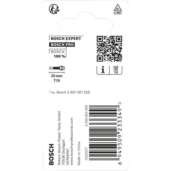 Bosch PRO Torx Impact Bit T15 25 mm 2-tlg. - 2608522473