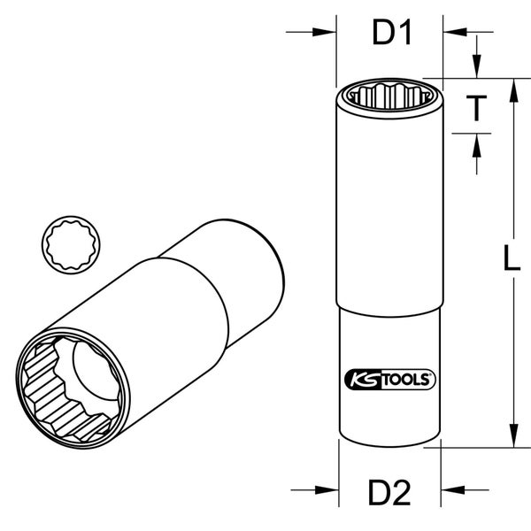 KS TOOLS 1/2 12-kant-Stecknuss lang 30 mm - 917.1274