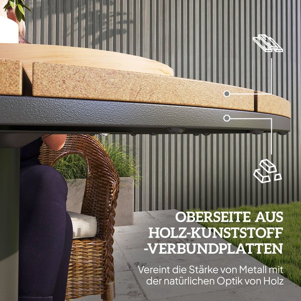 Tischleuchte mit Bambusschirm in einem schwarzen Metallrahmen