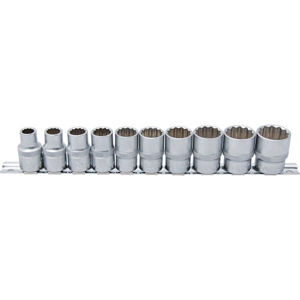 BGS Steckschlüssel-Einsatz-Satz Zwölfkant Antrieb Innenvierkant 12,5 mm (1/2) Zollgrößen 10tlg. - 9114