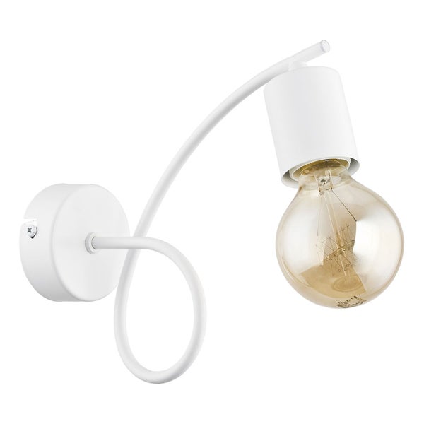Moderne Wandleuchte in minimalistischem Design mit geschwungenem Arm und freiliegendem Leuchtmittel