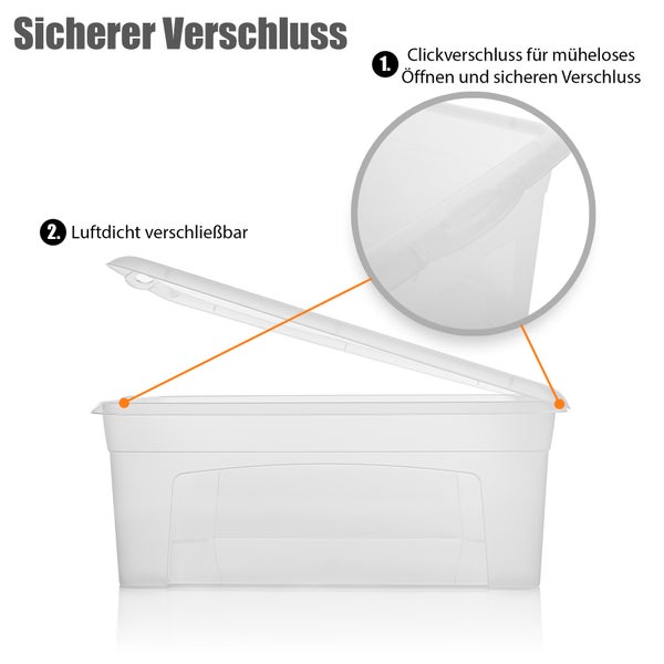 BigDean 5 Stück Aufbewahrungsbox mit Deckel 10L robust & stapelbar aus lebensmittelechtem Kunststoff – Plastikbox transparent Made in Germany