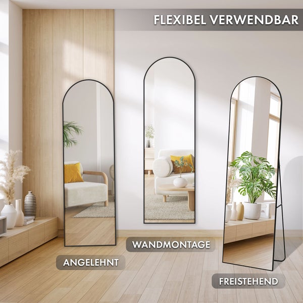 Floordirekt Ganzkörperspiegel Madison Gewölbt Aluminiumrahmen Schwarz 161 x 52 cm