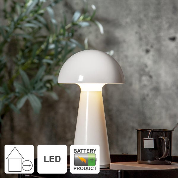 Weiße LED-Tischleuchte mit Pilzdesign