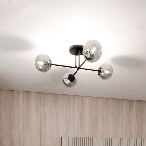 Euluna Deckenlampe Glassy (Modern) in Schwarz aus Glas (4 flammig, E14) - Deckenleuchte Lampe Wohnzimmerleuchte