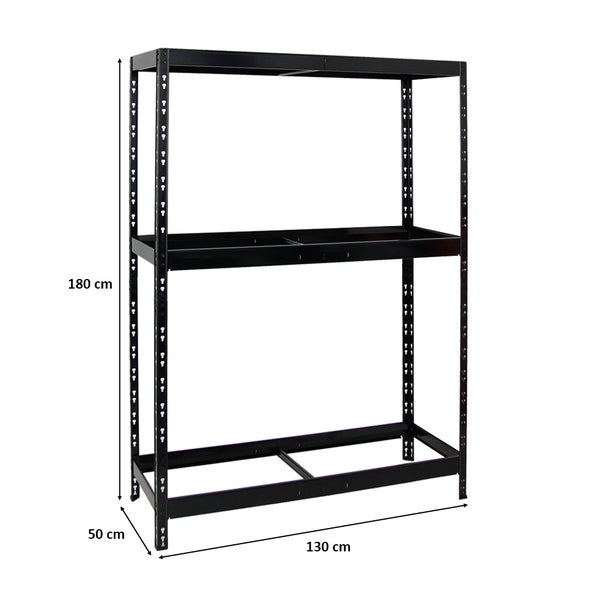 PROREGAL Reifenregal Tiger mit Fachboden HxBxT 180 x 130 x 50 cm bis zu 12 Reifen auf 2 Ebenen Schwarz