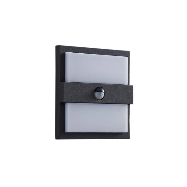 Lucande LED Wandleuchte außen Gylfi mit Bewegungsmelder (spritzwassergeschützt (Modern) in Schwarz aus Aluminium (48 flammig, ) - Wandlampe für Außenwand/Hauswand Haus Terrasse und Balkon