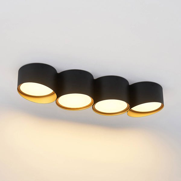 Lindby Deckenlampe Kianush (Modern) in Schwarz aus Metall (4 flammig, GU10 ) - Deckenleuchte Lampe Wohnzimmerleuchte