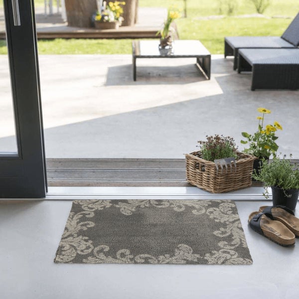 Akzente Feel Badematte mit Motiv in Grau Fußmatte 50 x 70 cm, rutschfest, saugfähig