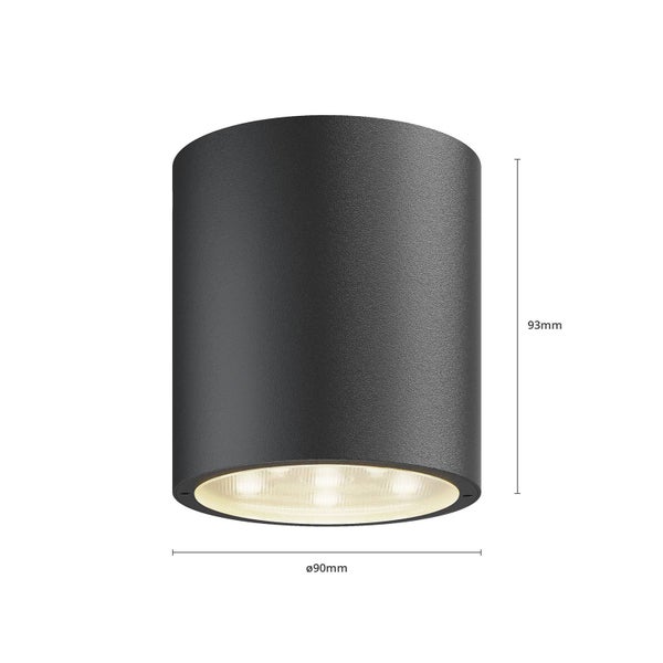 Lucande LED Deckenleuchten Meret (spritzwassergeschützt (Modern) in Schwarz aus Aluminium (1 flammig, ) - Außenleuchte für Garten Terasse Balkon & Haus Deckenleuchte