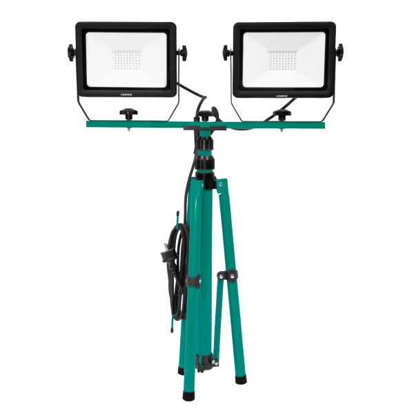 VONROC Baustrahler LED mit Stativ - LED Arbeitsstrahler höhenverstellbar [Einzeln Dreh- und Schwenkbar] Arbeitsleuchte für den Innenbereich [IP65 Schutz] (2x 50W)