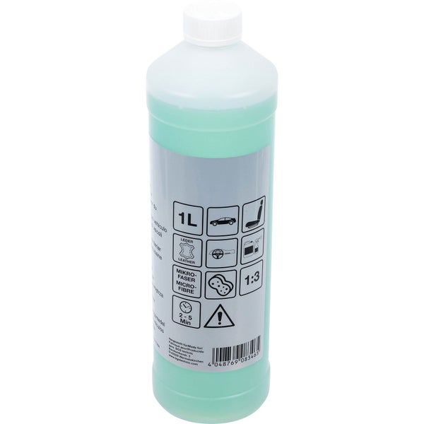 Ein Liter Reinigungsflüssigkeit für Leder und Mikrofasern für Fahrzeuge.
