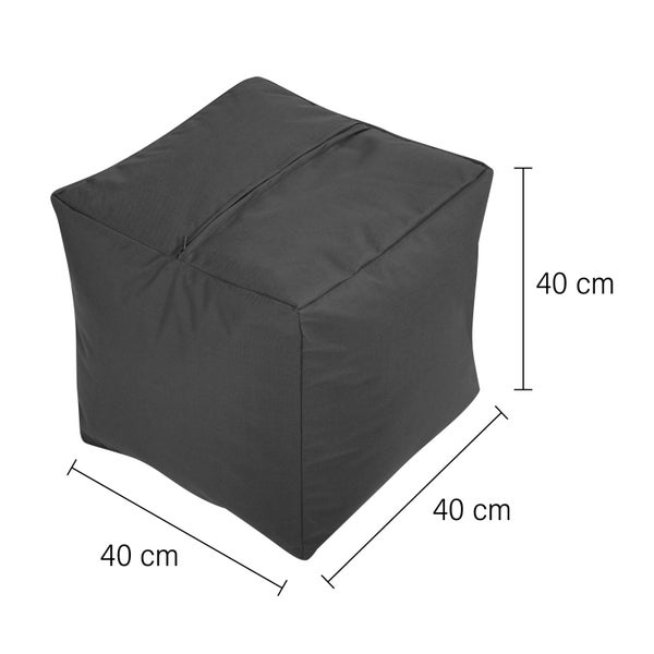 Green Bean Sitzsack-Hocker 40x40x40cm mit EPS-Perlen Füllung - Fußhocker Fußkissen Sitz-Pouf für Sitzsäcke - Bodenkissen für Kinder und Erwachsene - Fußablage Sitzkissen Sitzhocker Anthrazit