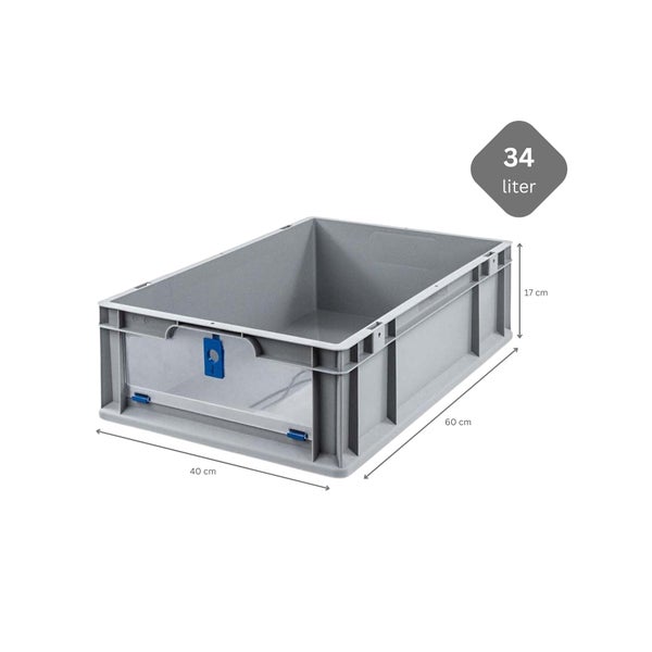 PROREGAL Eurobox NextGen Insight Cover HxBxT 17 x 40 x 60 34 Liter Niedrig/Blau Eurobehälter Transportbox