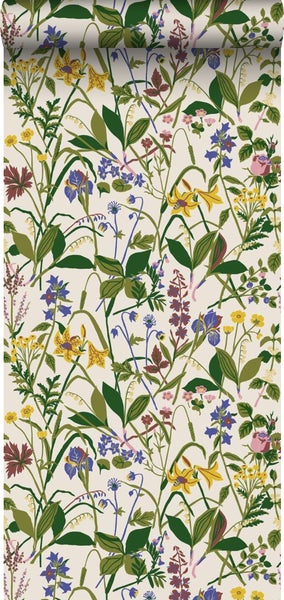 Borastapeter Tapete Feldblumen Beige und Mehrfarbig - 53 cm x 10.05 m - 660733