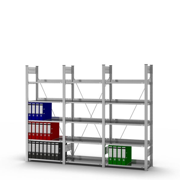 PROREGAL Aktenregal Stecksystem T-Profil Grundregal HxBxT 175 x 75 x 30 cm 5 Ebenen Fachlast 60 kg Einseitig Nutzbar Verzinkt