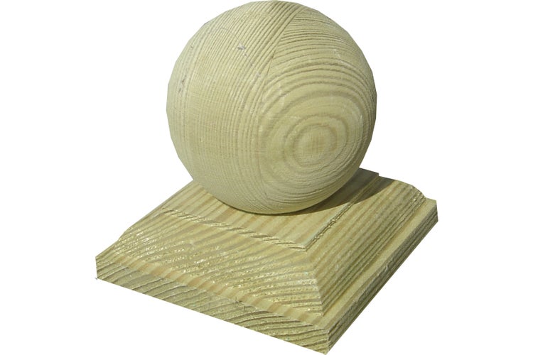 Holzkugel als Pfostenabdeckung