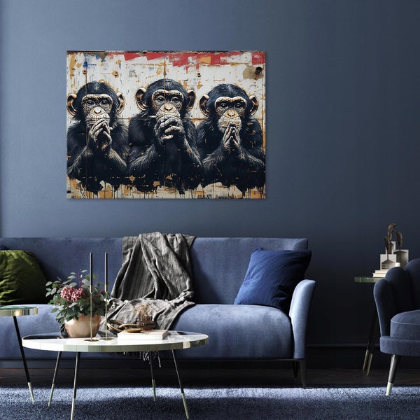 Leinwandbild Abstrakt Affen Bilder Modern Wohnzimmer 100X70 cm
