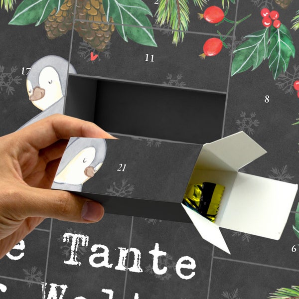 Mr. & Mrs. Panda Befüllbarer Adventskalender Pinguin Beste Tante der Welt - Schwarz