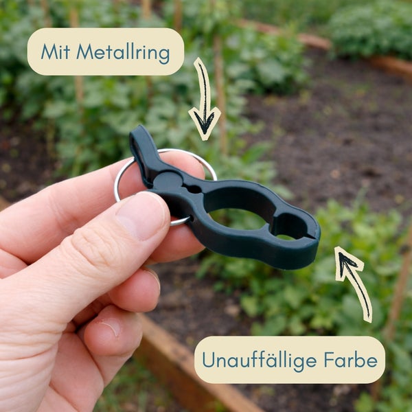 Gartenzange mit Metallring zum Fixieren von Pflanzen
