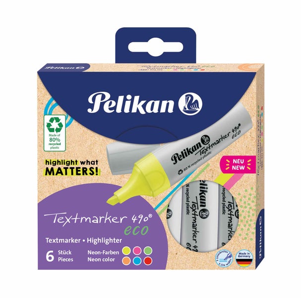 Pelikan Textmarker 490® eco Neon, 6er Set