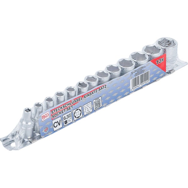 BGS Steckschlüssel-Einsatz-Satz Sechskant Antrieb Innenvierkant 6,3 mm (1/4) SW 4 - 14 mm 13tlg. - 9102
