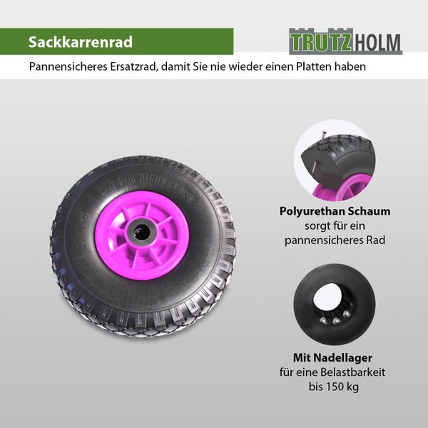 Trutzholm Schubkarrenrad pannensicher mit Polyurethan Schaum und Nadellager bis 150 Kilogramm