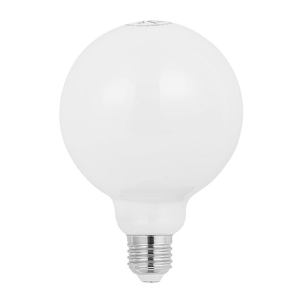 LED Globeleuchte mit E27 Sockel, opales Glas, runde Bauform.